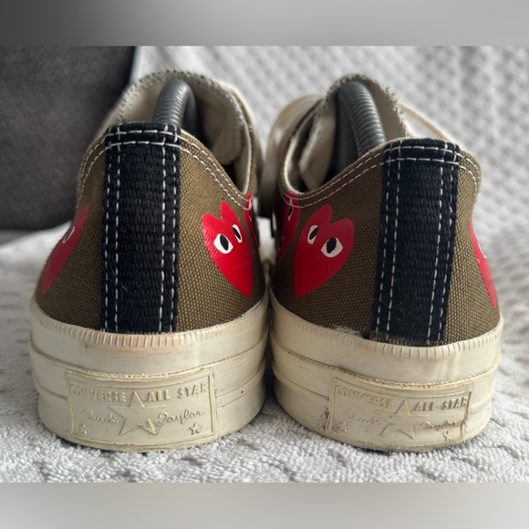 Comme des Garçons Play Converse Chuck 70 Low Multi Heart Khaki Green Size 11 CDG - Picture 7 of 14